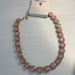 Pink Gold Tone Necklace On 34th Adjustable Statement Brand New Retail $39